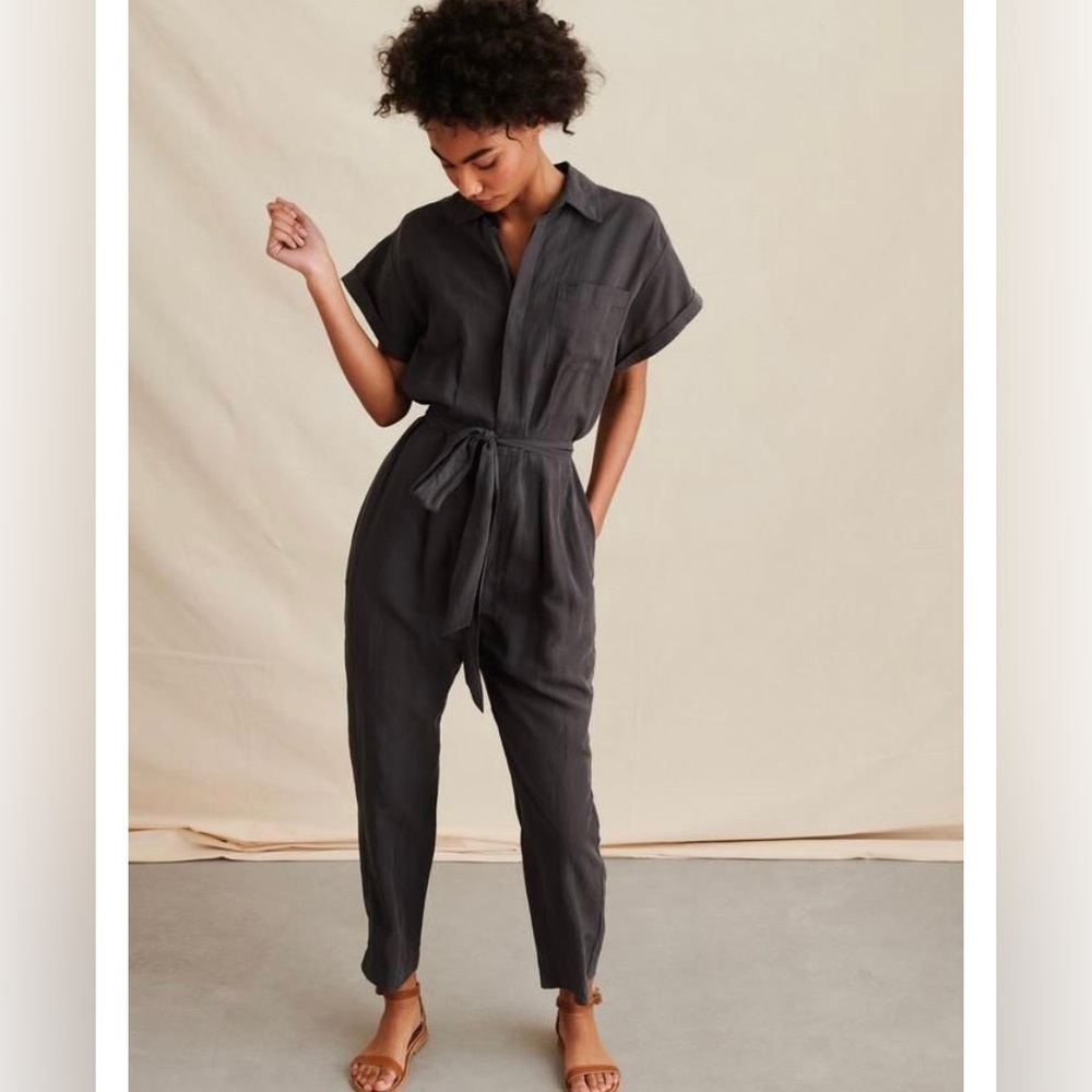 Alex Mill Short Sleeve Drapey Jumpsuit, Size Medium, Grey